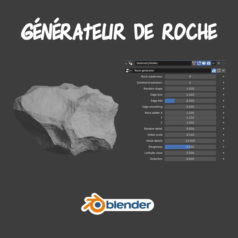 Générateur de roches (Blender) Wakiro